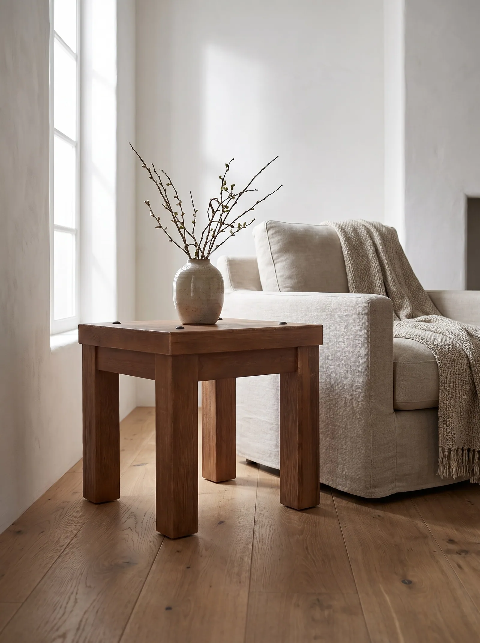 Alazan Side Table in Honey full grain aniline leather