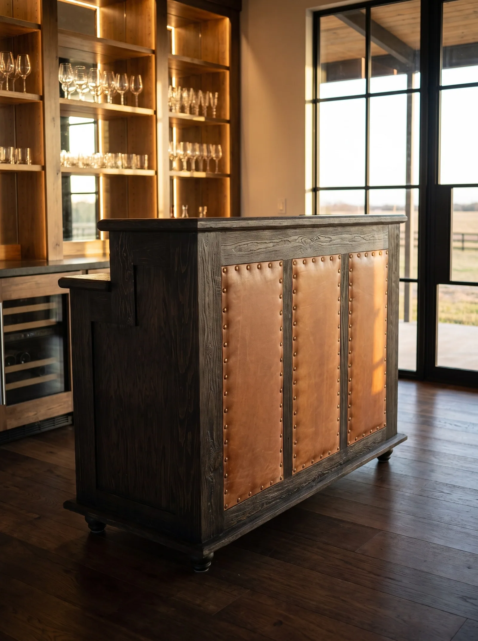 Maverick Bar in Honey full grain aniline leather