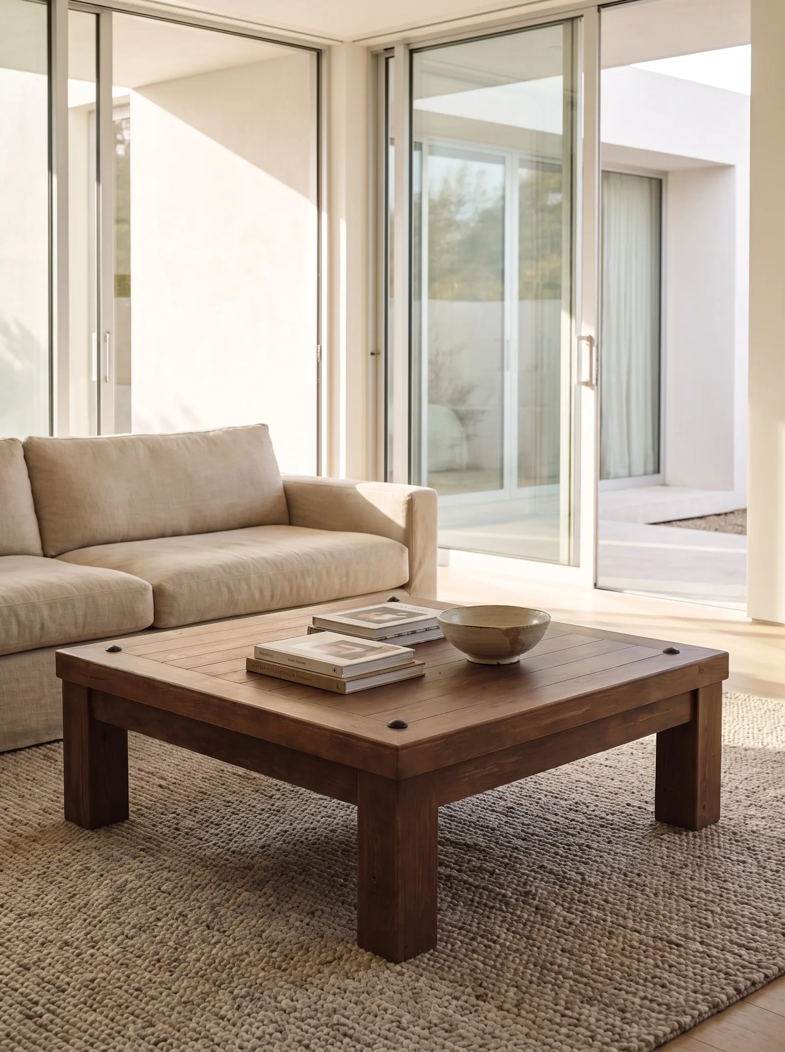 Wildfire Pine Coffee Table in Honey full grain aniline leather